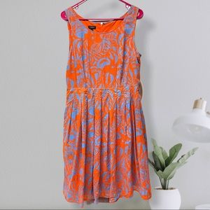 Talbots Orange Blue Floral Scoop Neck Sheath Dress